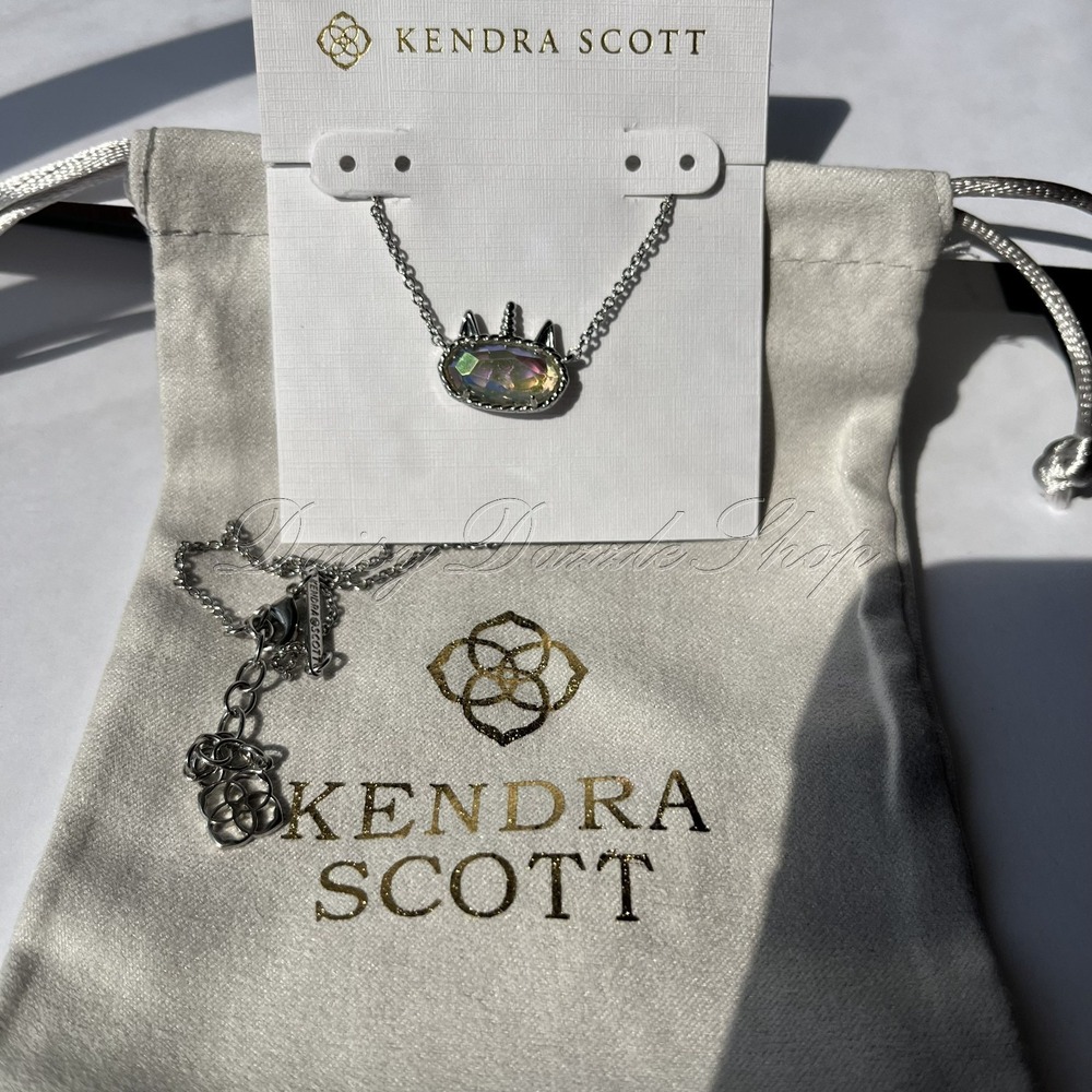 ✨New Kendra Scott Dichroic Glass Elisa Unicorn Rhodium Plated Chain Necklace🦄